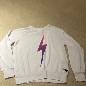 AVIATOR NATION ~ BOLT FADE LIGHT WEIGHT SWEATSHIRT (WHITE//PINK PURPLE)